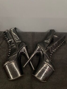 Pleaser Black Well Worn Work Heels